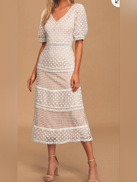 Lulus Dresses & Skirts - Lulus My Dearest White Lace Crochet Midi Dress - Size XL